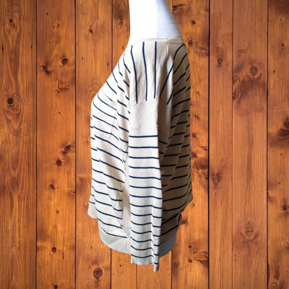 CLUB MONACO Striped Silk Blend 3/4 Sleeve Sweater Pocket Size Small Pullover - Picture 6 of 7